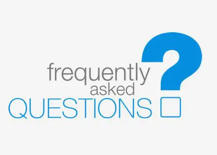 A blue and white graphic with the words " frequently asked questions ".